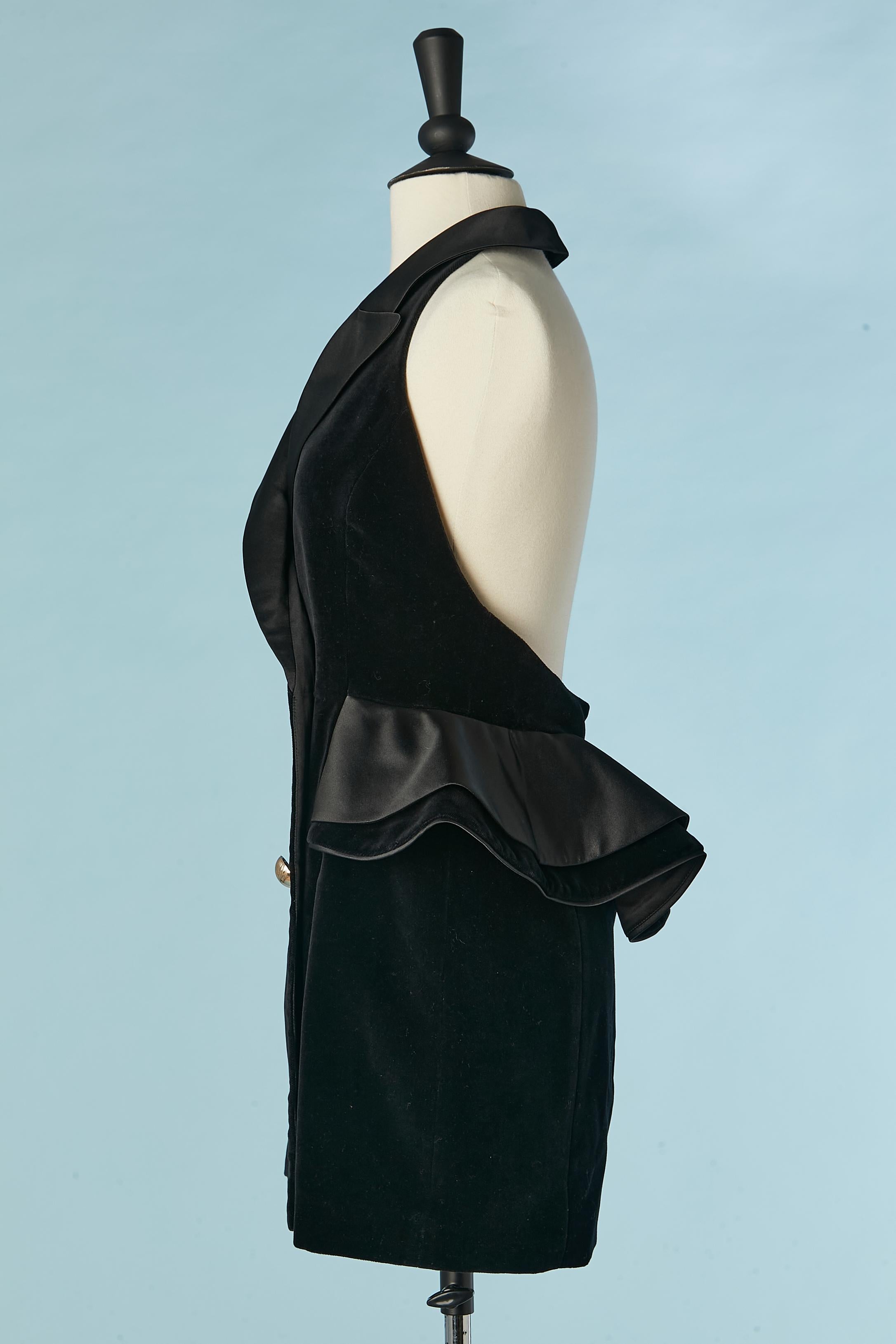 Black velvet backless tuxedo cocktail dress Marianna Senchina New with tag For Sale 1