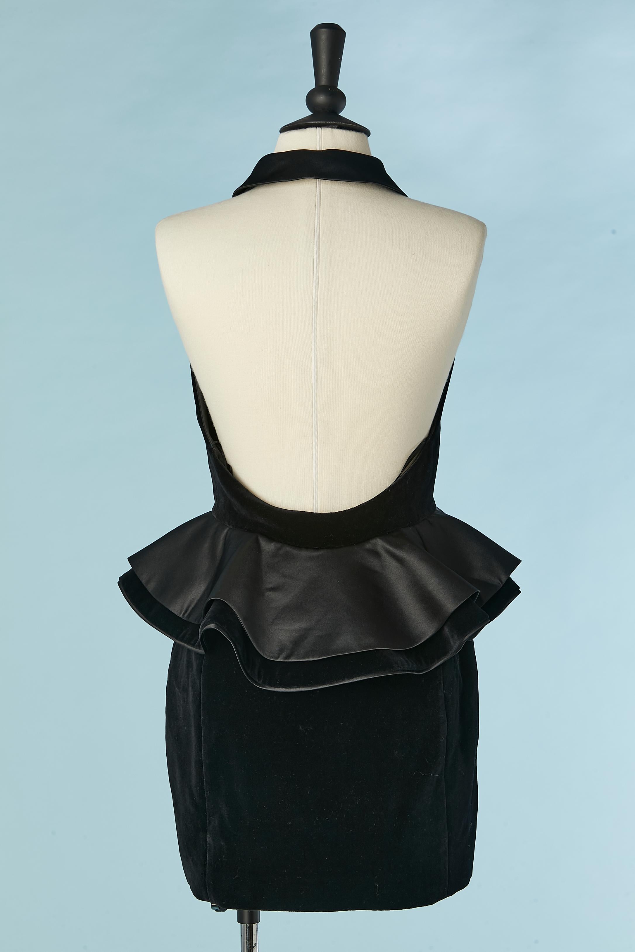 Black velvet backless tuxedo cocktail dress Marianna Senchina New with tag For Sale 2