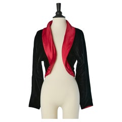 Black velvet boléro with rubis red satin lining and collar Guy Laroche