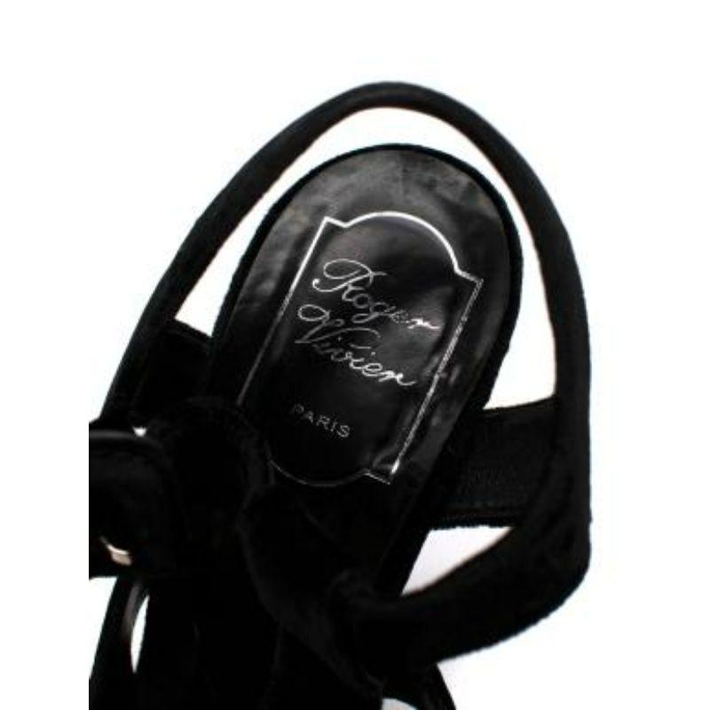 Black Velvet Caged Heeled Sandals For Sale 1