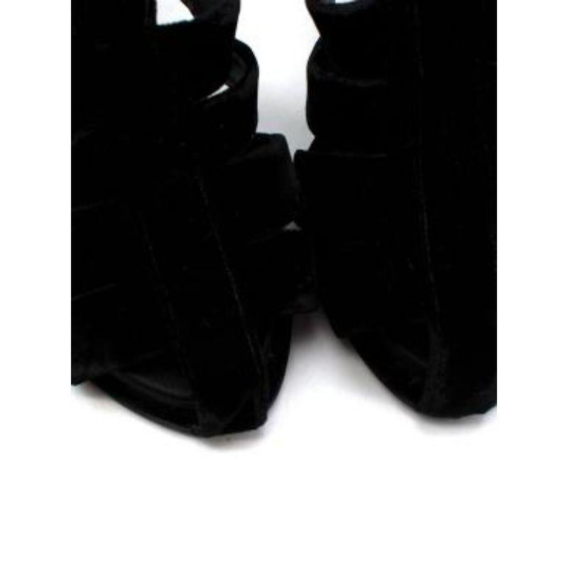 Black Velvet Caged Heeled Sandals For Sale 3