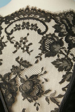 Black velvet cocktail dress with a deep V lace neckline Valentino Boutique