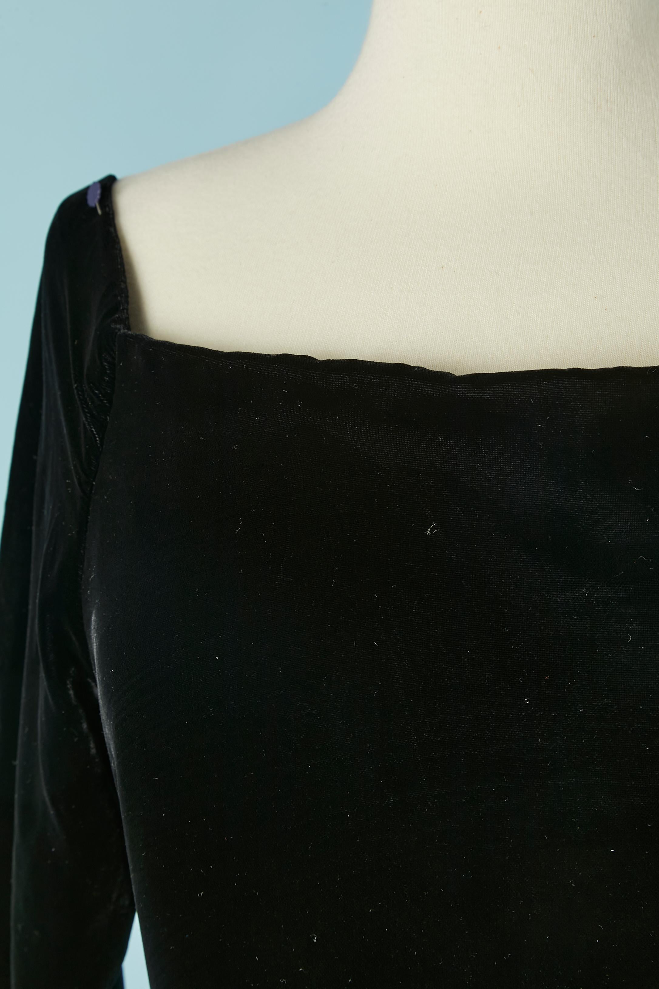 Black velvet cocktail dress with balloon bottom. The fabric composition tag has been cut but the 