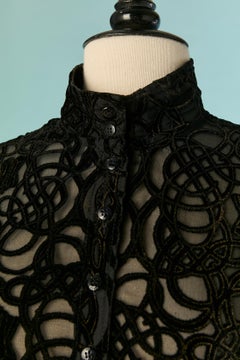 Black velvet devoré with plain fabric waist JEAN-PAUL GAULTIER JEANS