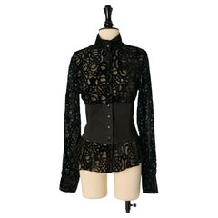Black velvet devoré with plain fabric waist JEAN-PAUL GAULTIER JEANS