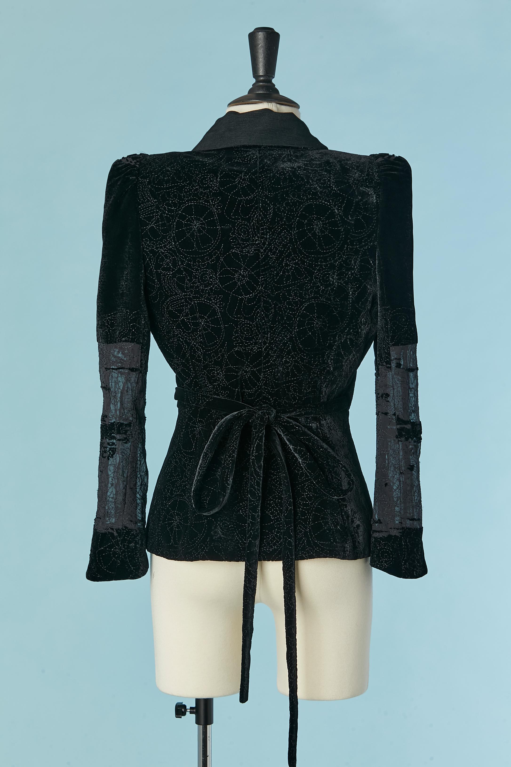Giacca avvolta in velluto nero dévoré Christian Lacroix in vendita 1