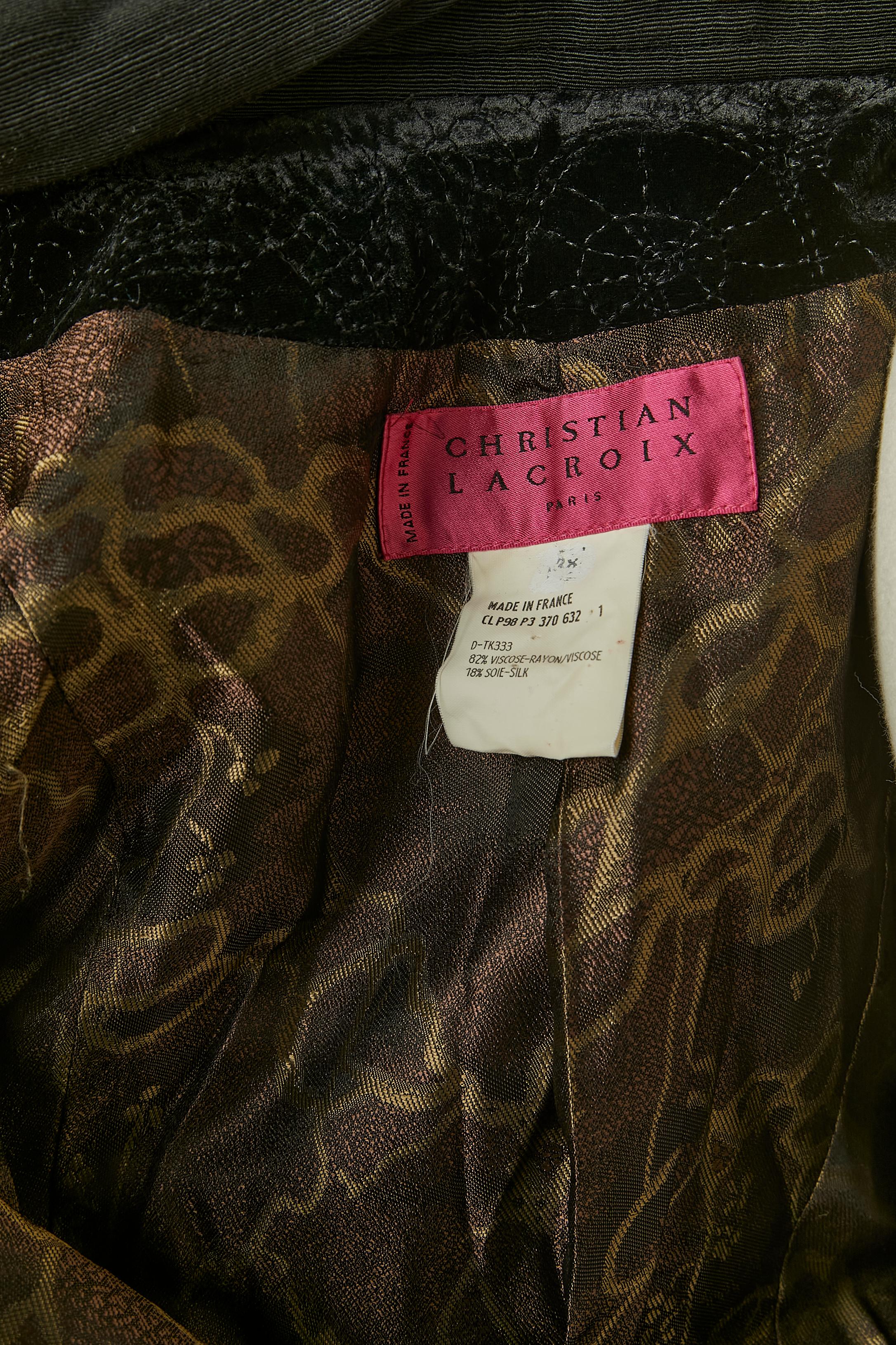Giacca avvolta in velluto nero dévoré Christian Lacroix in vendita 2