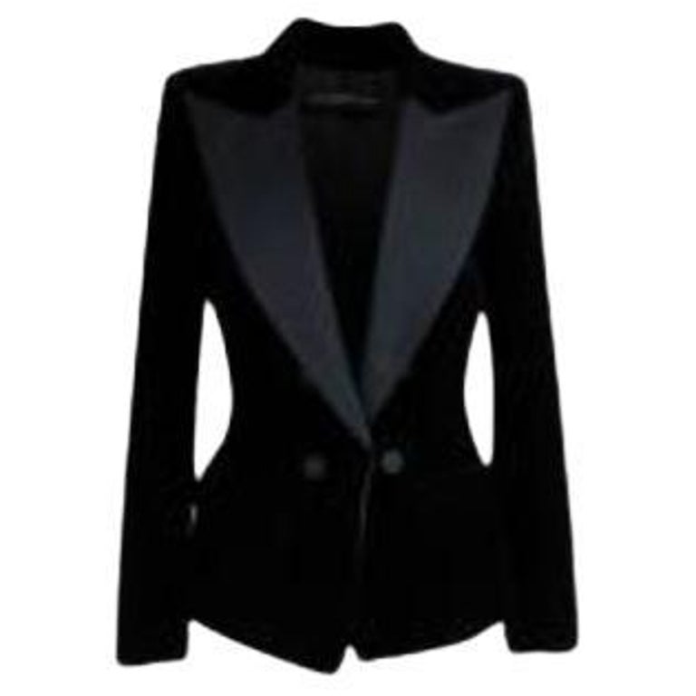 Black Velvet Double Breasted Blazer at 1stDibs