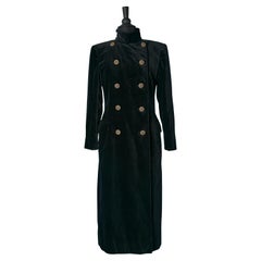 Black velvet double-breasted coat with gold lurex button Rossana Creazioni