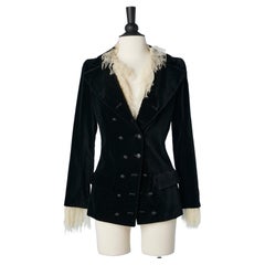 Black velvet double-breasted jacket with ivory silk tulle edge Chanel 