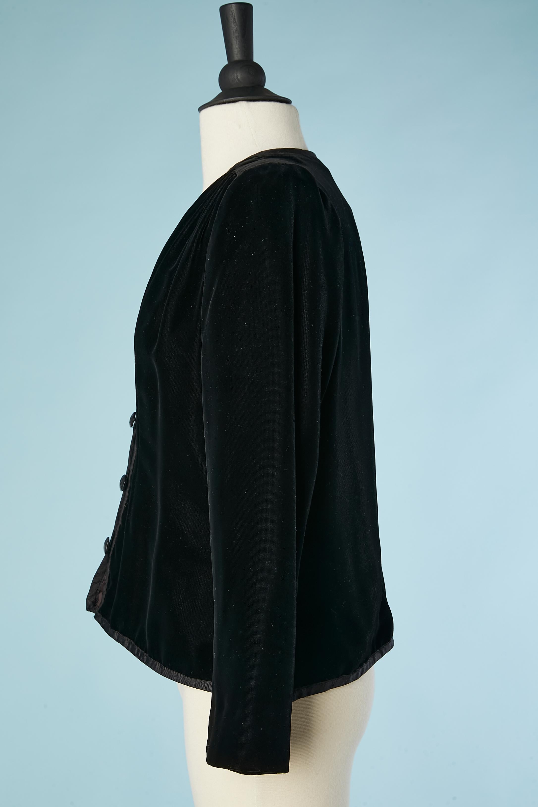 Black velvet evening jacket Saint Laurent Rive Gauche  In Excellent Condition For Sale In Saint-Ouen-Sur-Seine, FR