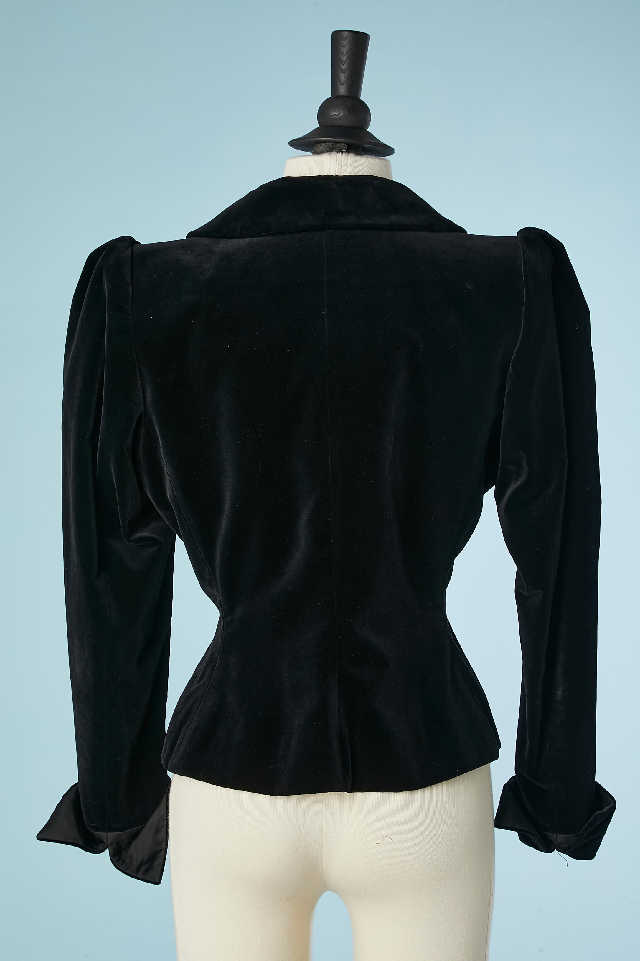 Black velvet evening jacket with jewlery buttons Yves Saint Laurent Rive Gauche  For Sale 1