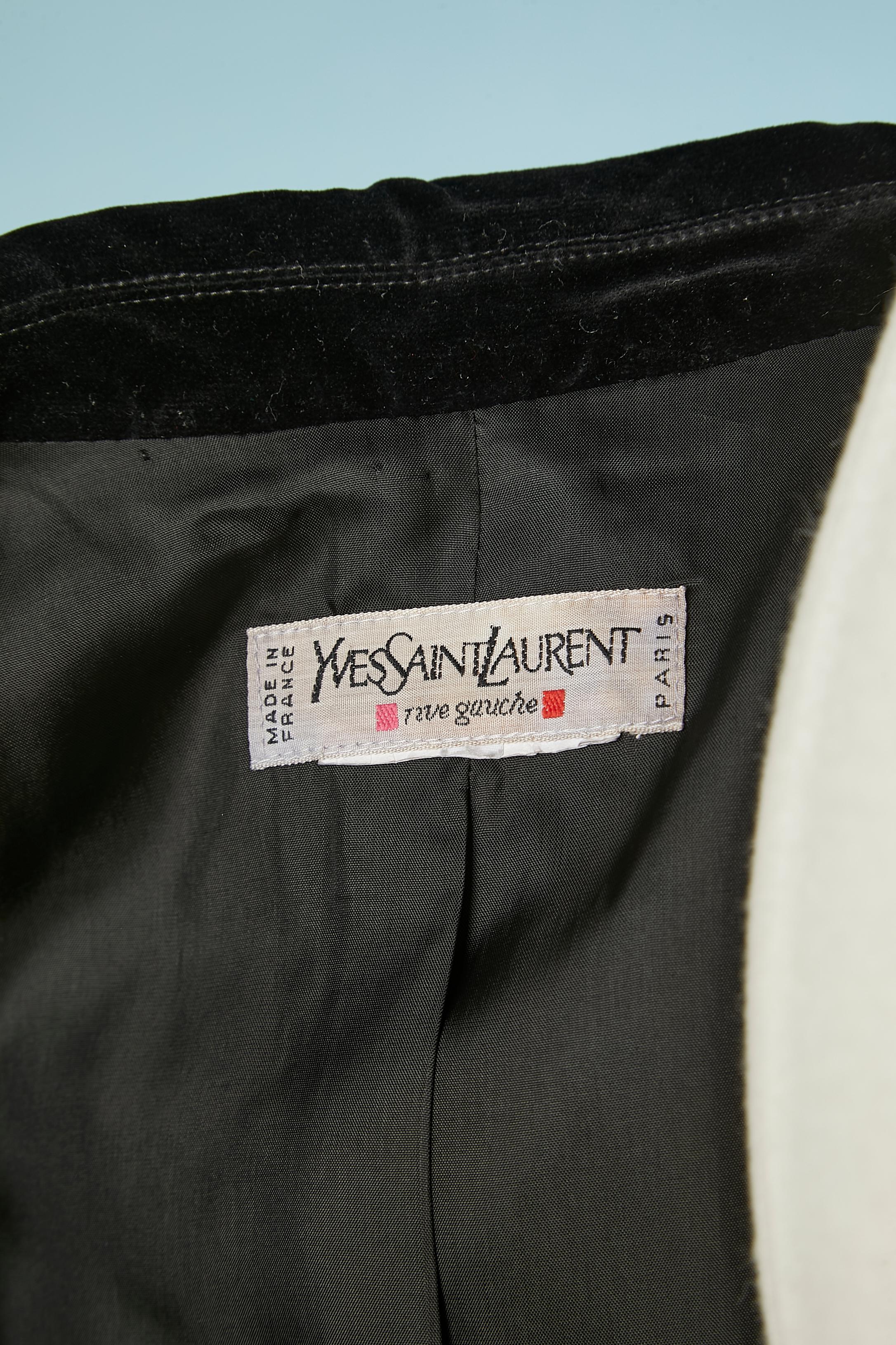Black velvet evening jacket with jewlery buttons Yves Saint Laurent Rive Gauche  For Sale 2