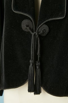 BLACK VELVET EVENING JACKET WITH PASSEMENTERIE LANVIN 1970's Numbered