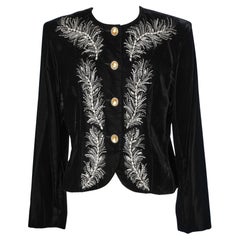 Black velvet evening jacket with silver embroidered Christian Dior Boutique
