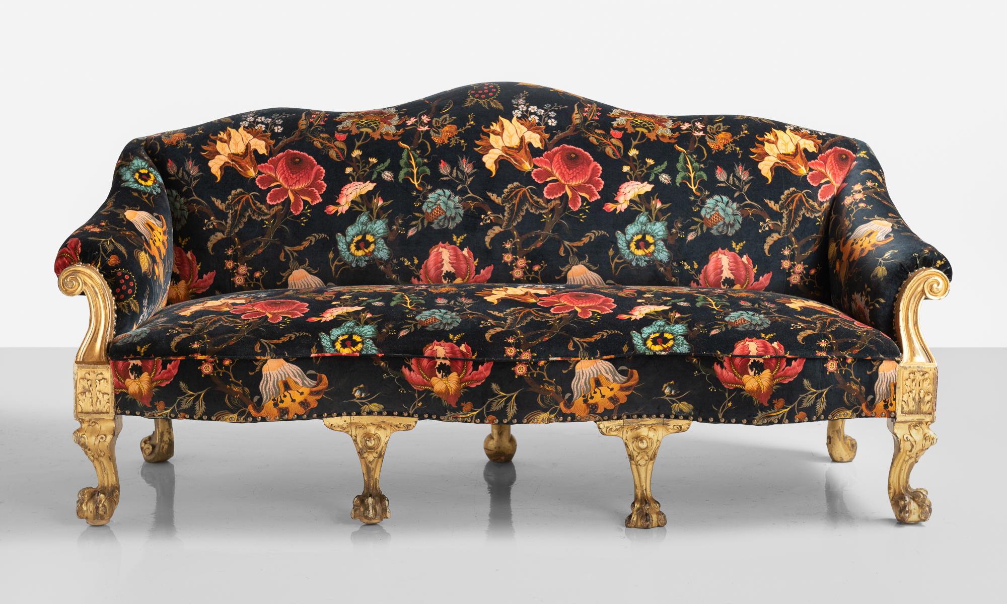 Black velvet gilded sofa, England, circa 1890

Newly reupholstered in House of Hackney velvet fabric on original gilded frame.