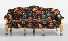 Black Velvet Gilded Sofa, England, circa 1890