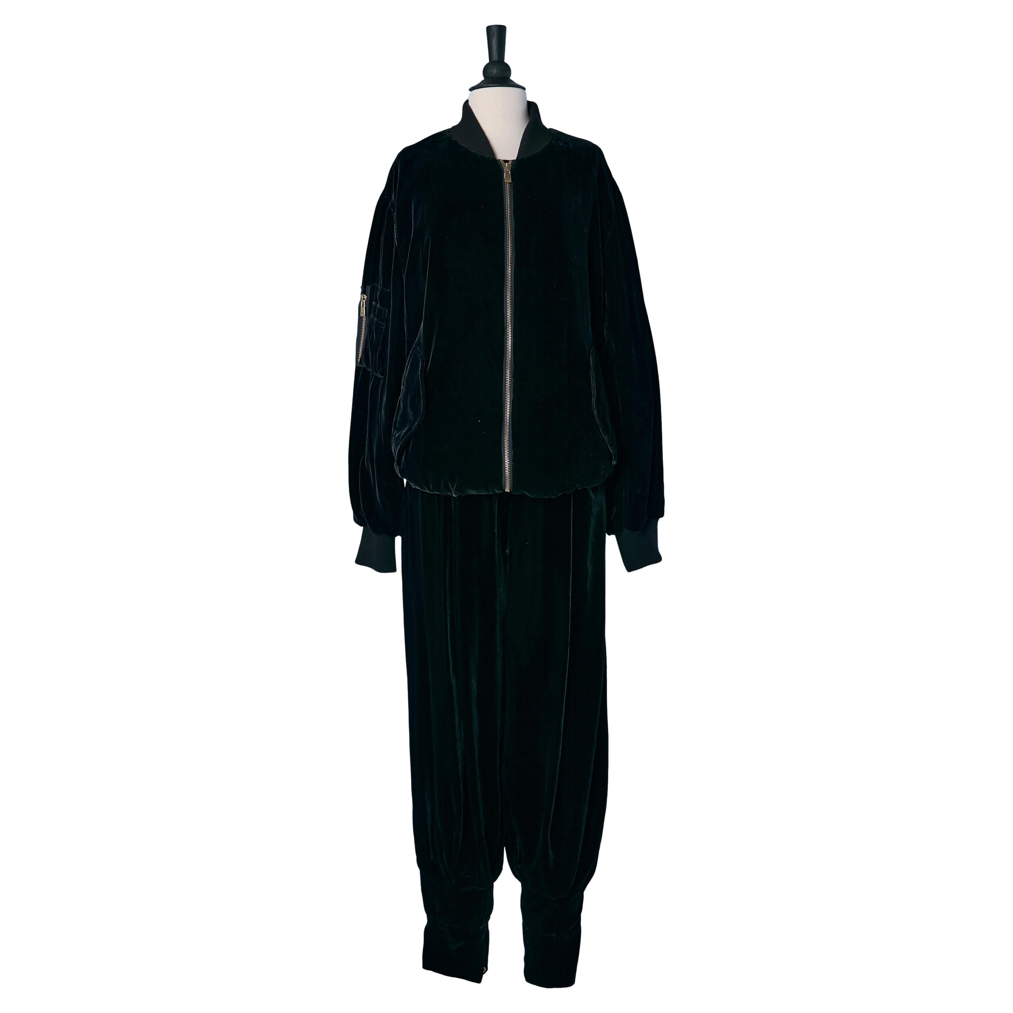 Completo giacca e pantaloni in velluto nero Alexandre Vauthier in vendita