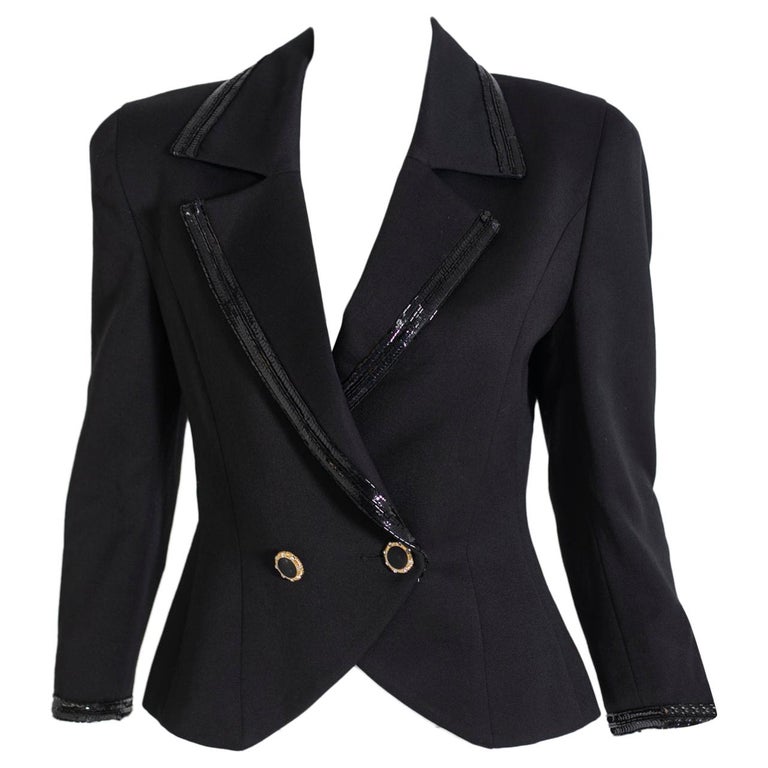 Renato Balestra Black Velvet Jacket with Sequins For Sale at 1stDibs