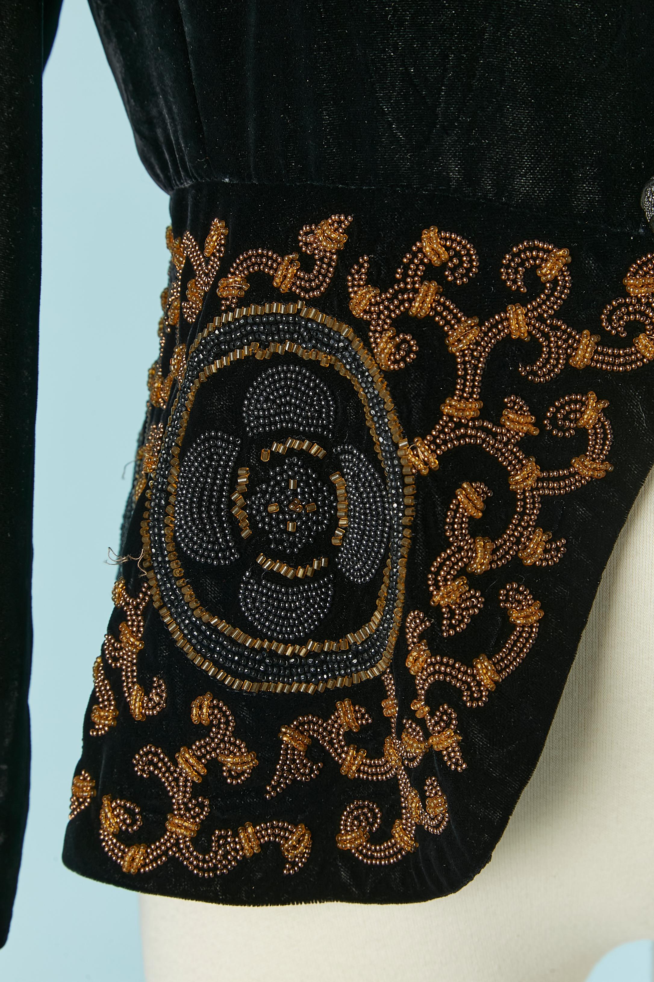 Chaqueta de terciopelo negro con pedrería TRUSSARDI Negro en venta