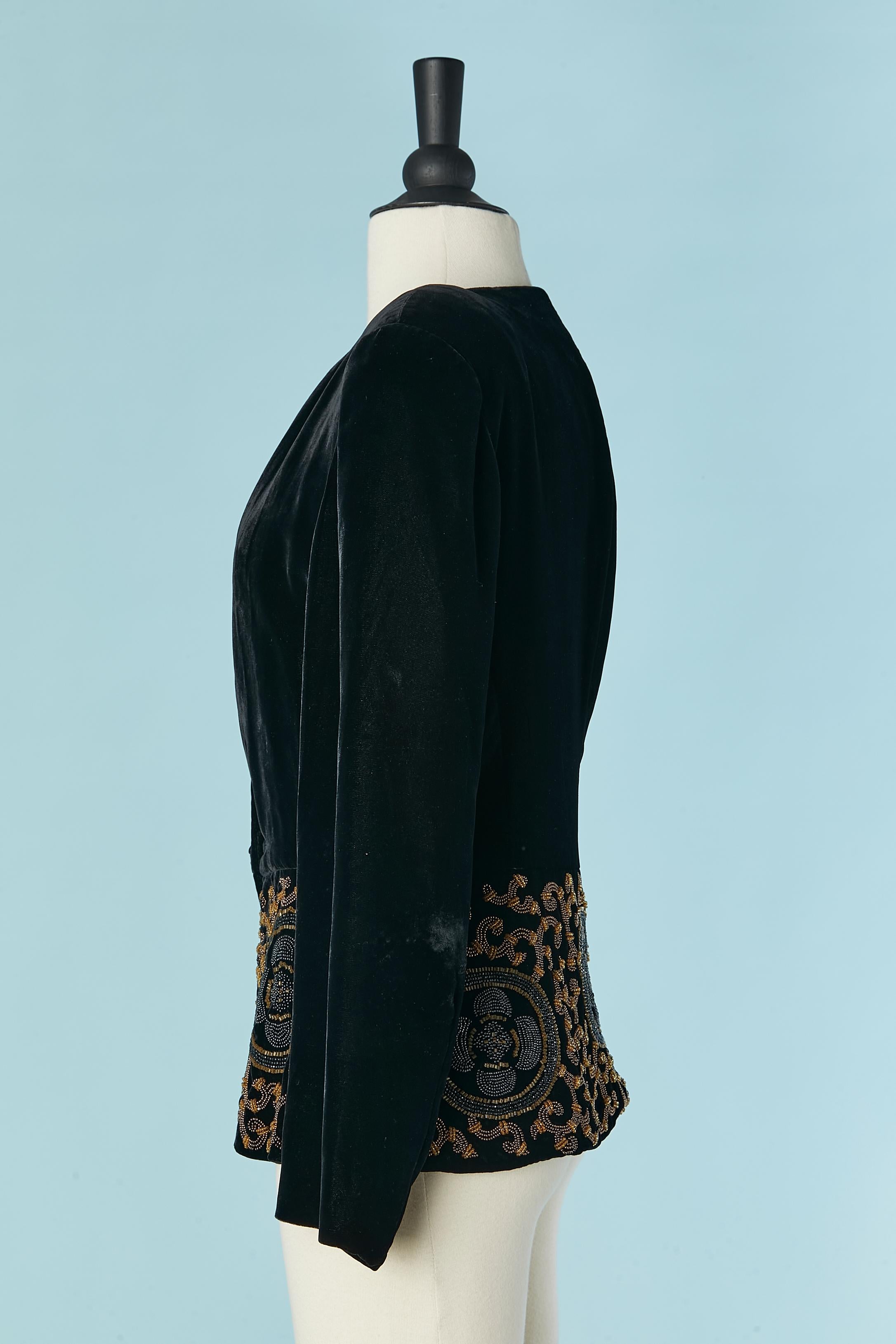Chaqueta de terciopelo negro con pedrería TRUSSARDI en Excelente estado para la venta en Saint-Ouen-Sur-Seine, FR