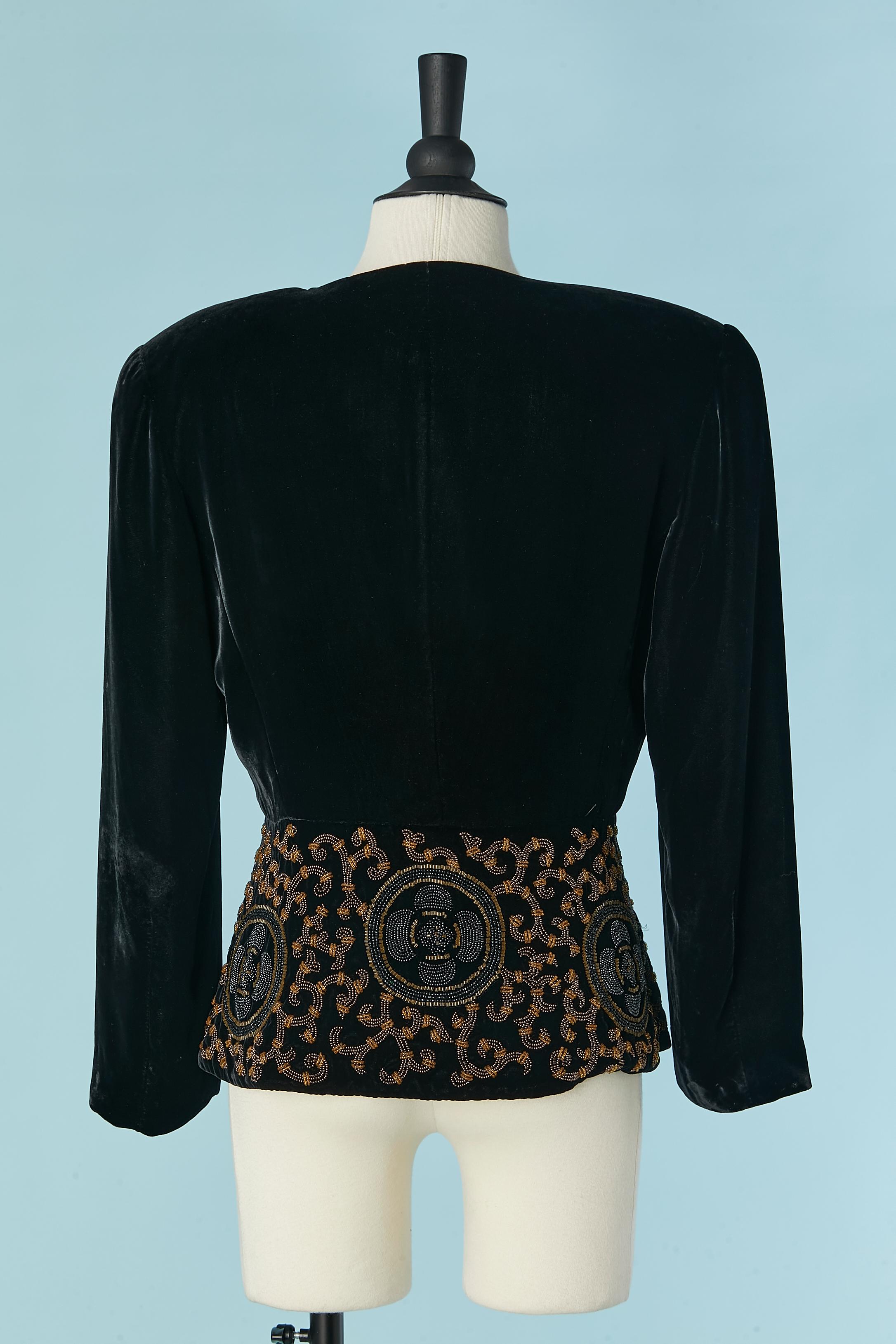 De las mujeres Chaqueta de terciopelo negro con pedrería TRUSSARDI en venta