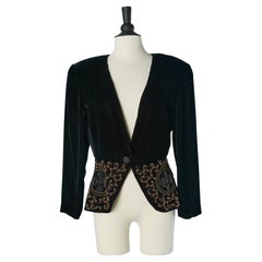 Schwarze Samtjacke mit Perlenverzierung TRUSSARDI