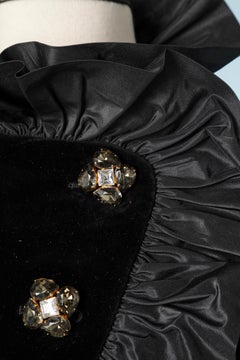 Black velvet jacket with black taffetas ruffles  YSL Rive Gauche