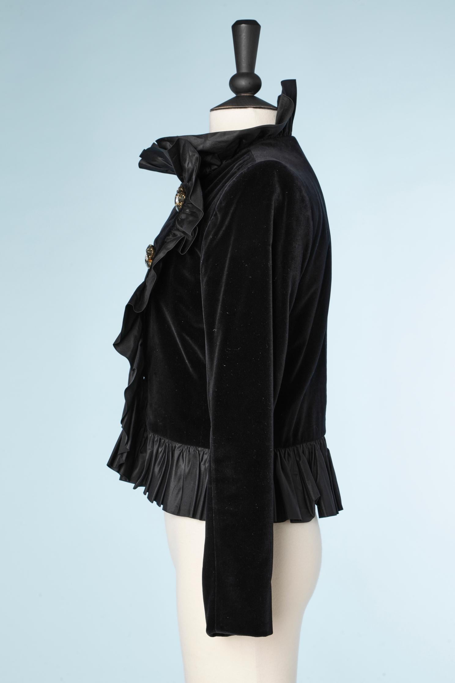 Black velvet jacket with black taffetas ruffles  YSL Rive Gauche  1