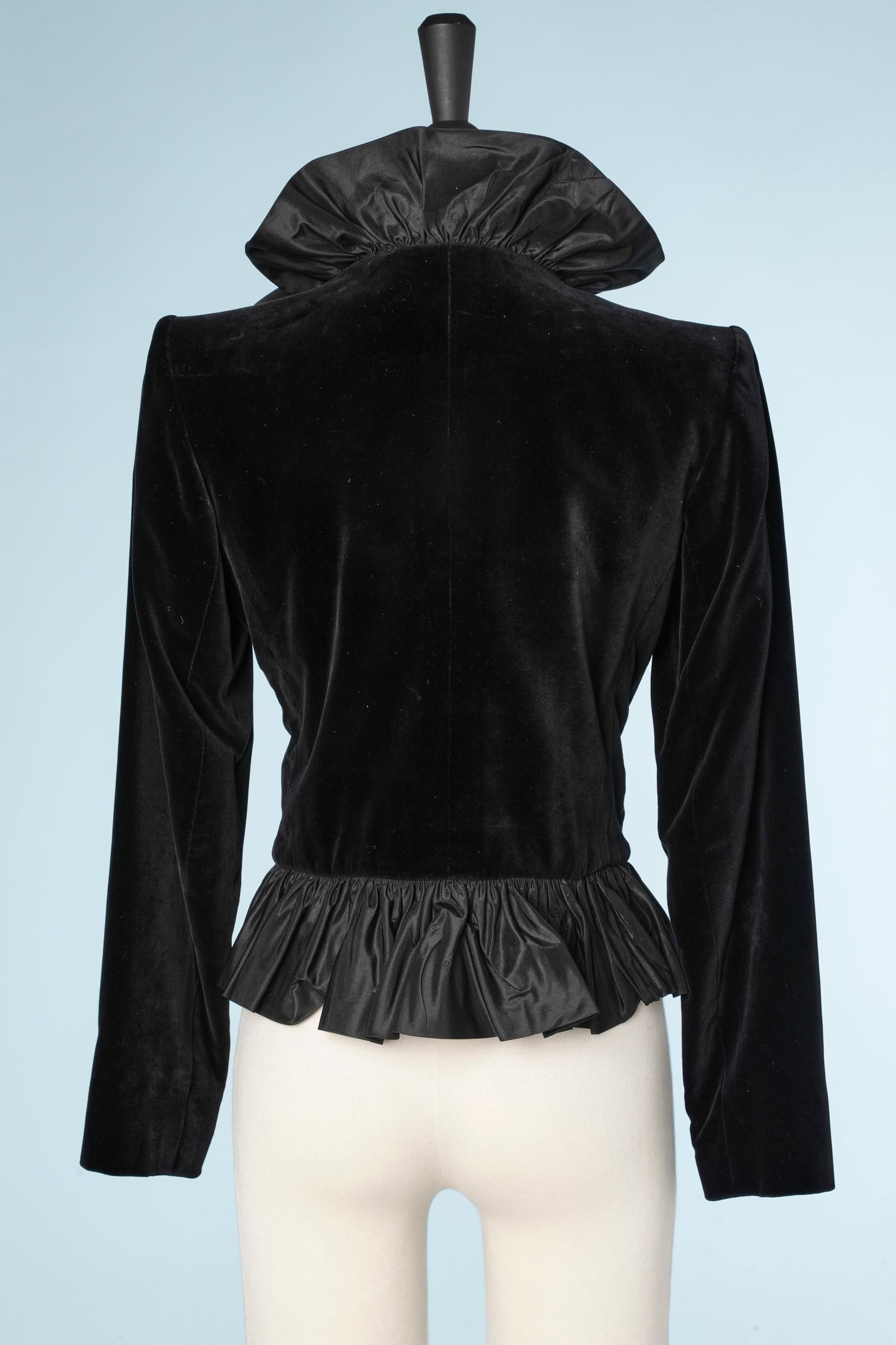 Black velvet jacket with black taffetas ruffles  YSL Rive Gauche  2