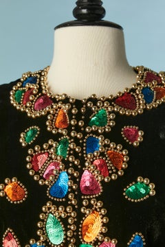 Black velvet jacket with embroideries Givenchy Nouvelle Boutique Circa 1980's