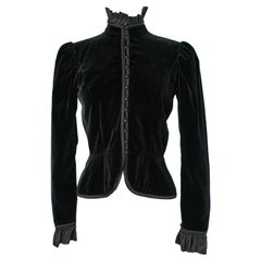 Black velvet jacket with frills collar Saint Laurent Rive Gauche