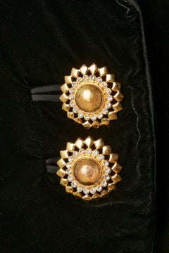 Black velvet jacket with jewlery buttons Yves Saint Laurent Rive Gauche