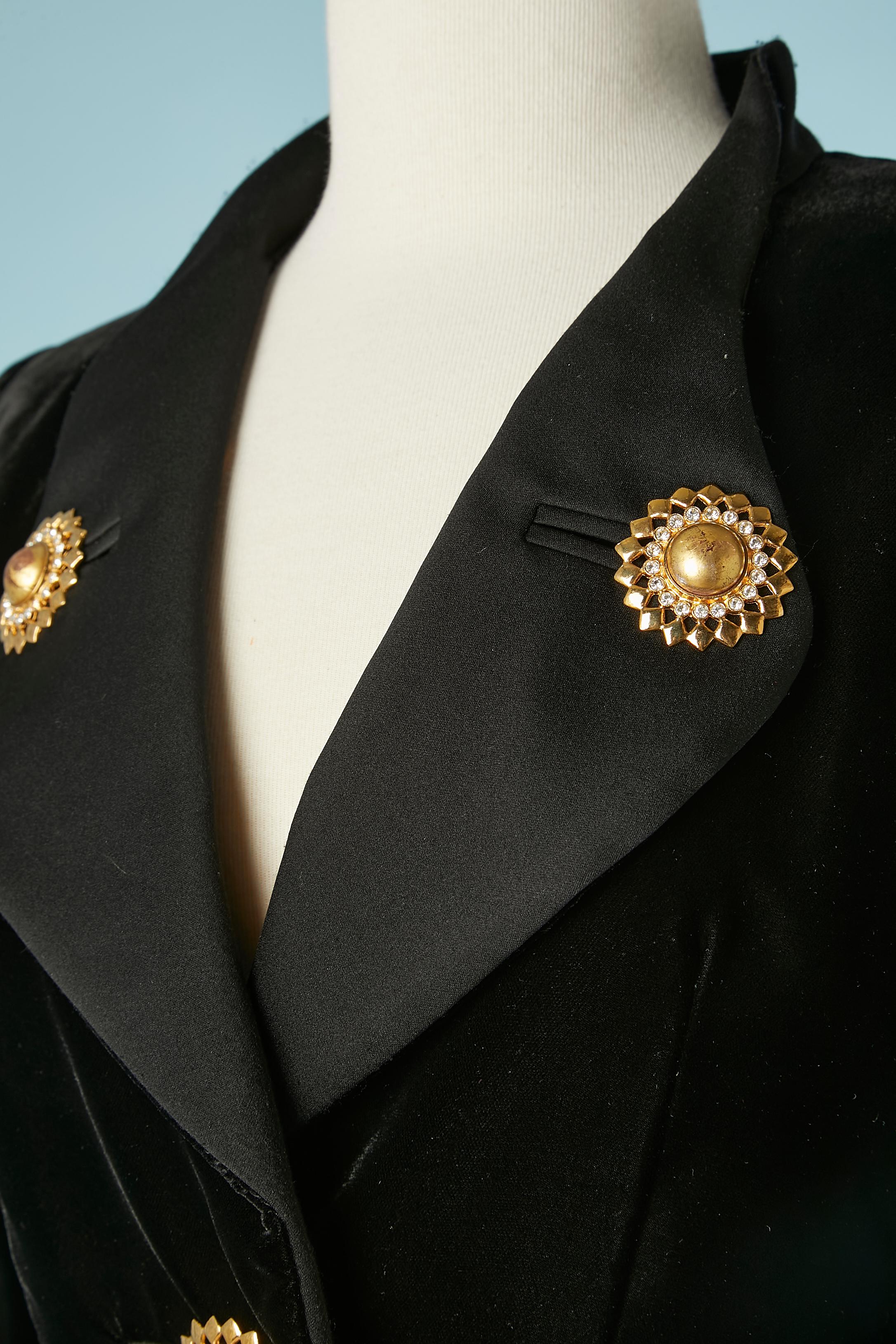 Black velvet jacket with jewlery buttons Yves Saint Laurent Rive Gauche  In Excellent Condition For Sale In Saint-Ouen-Sur-Seine, FR