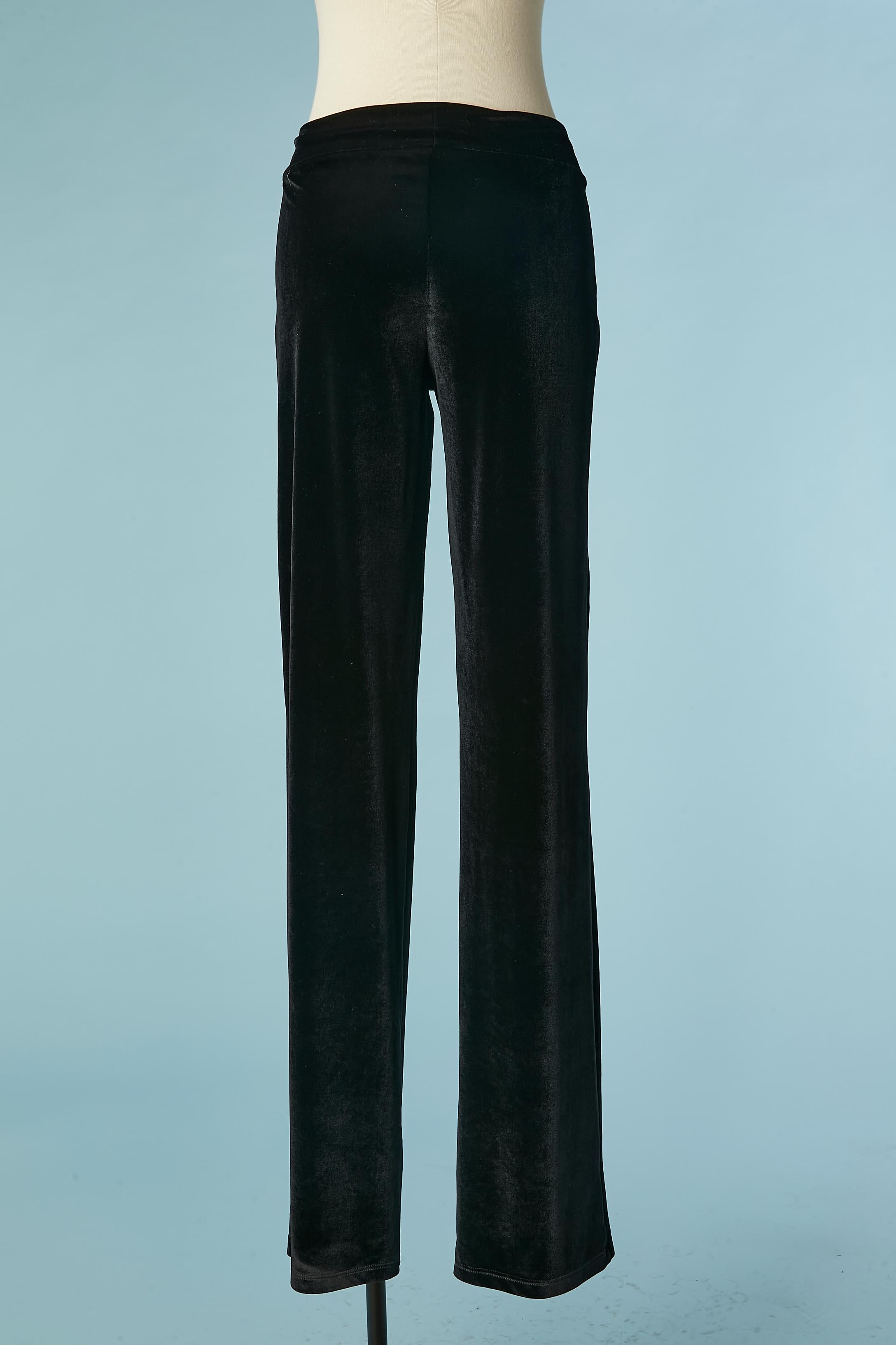 Black velvet jogging pant with sequins embroideries Gai Mattiolo Love to Love For Sale 1
