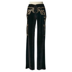 Black velvet jogging pant with sequins embroideries Gai Mattiolo Love to Love