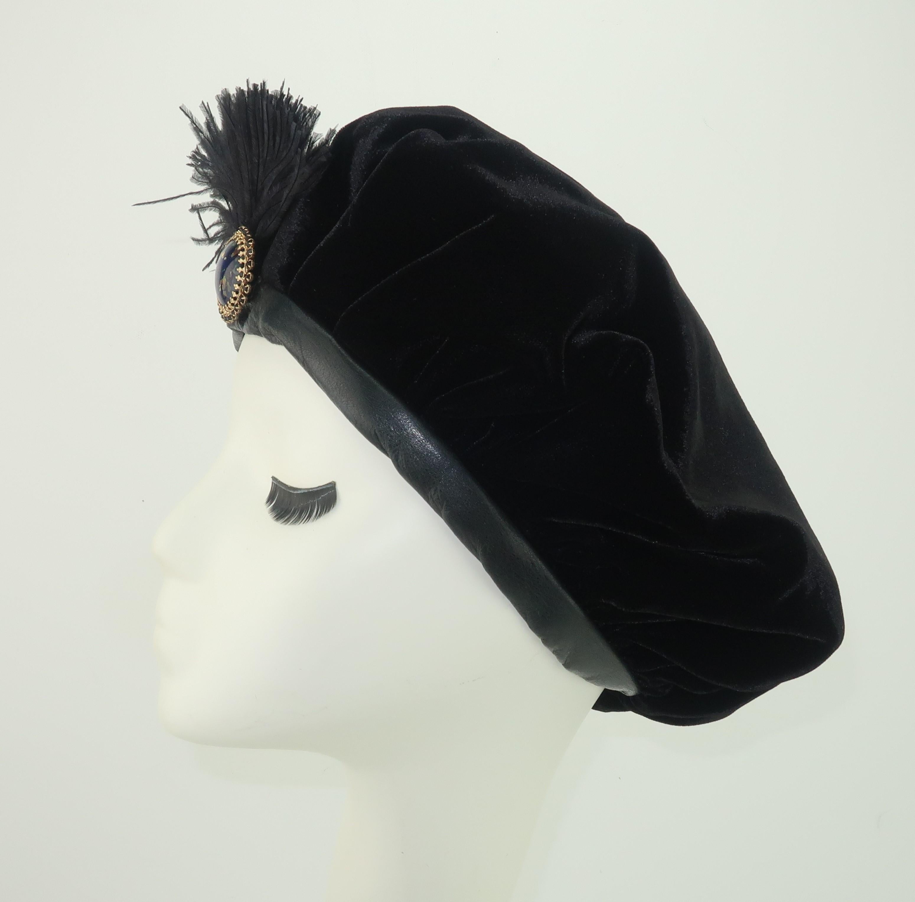 black velvet beret hat