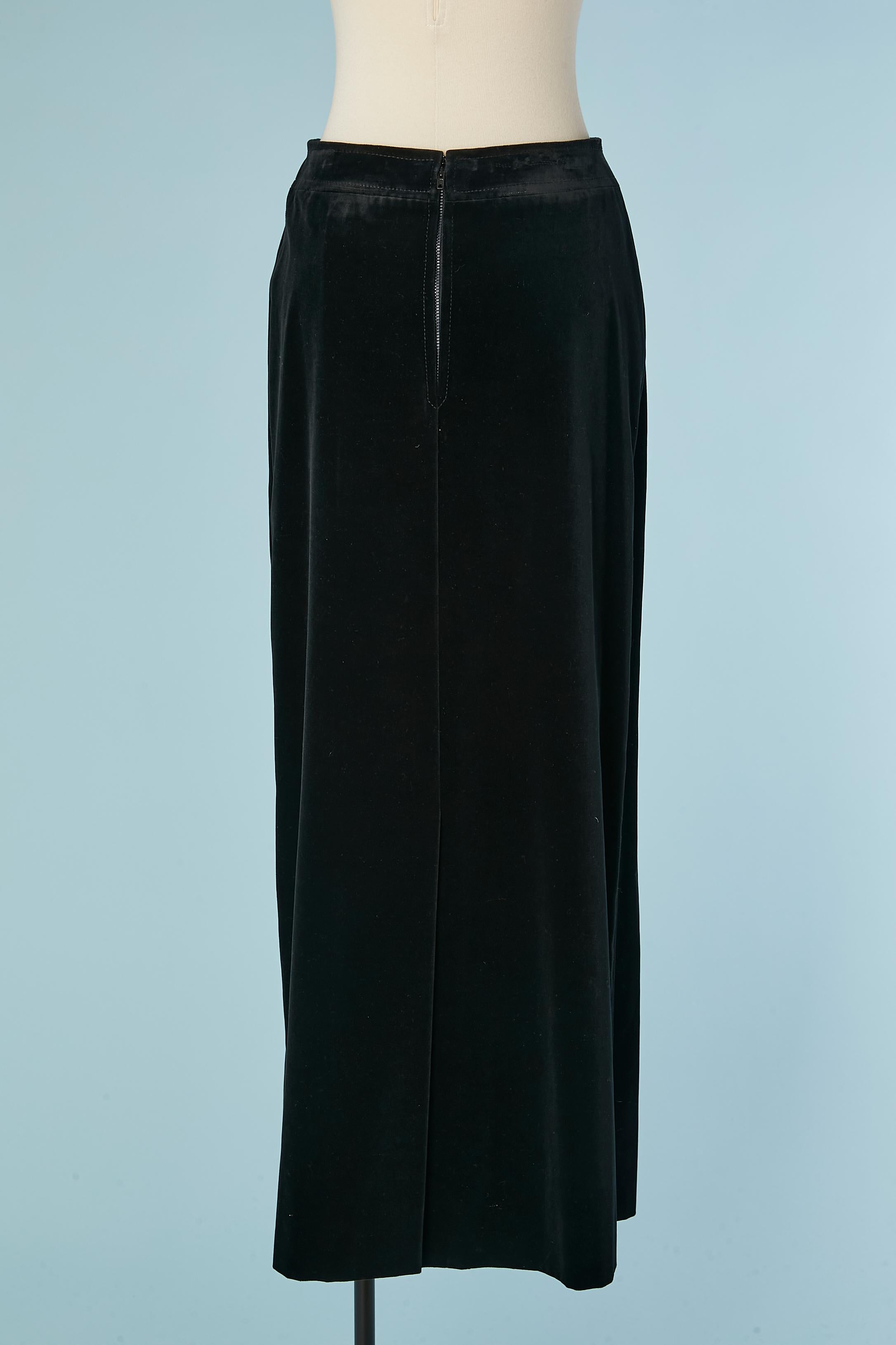 Langer Bleistiftrock aus schwarzem Samt mit Markenzeichen in der Taille CELINE Damen im Angebot