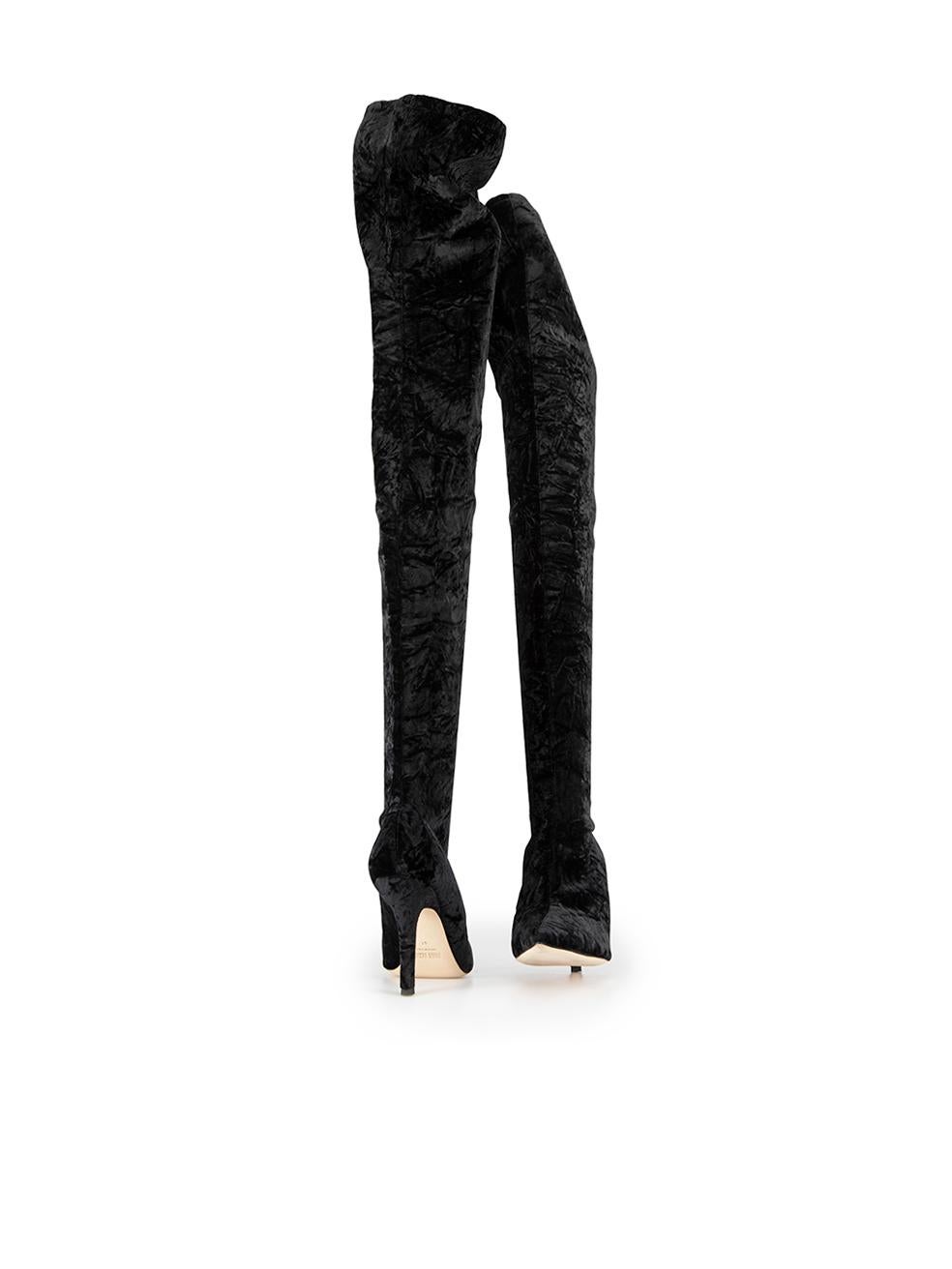 Paris Texas Black Velvet Mama Over The Knee Boots Size IT 41 In New Condition In London, GB