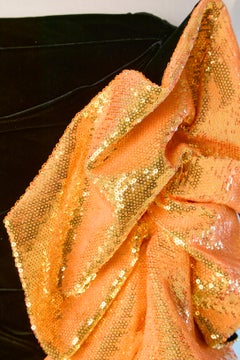 Black velvet mini bustier dress with orange sequin ALEXANDRE VAUTHIER COUTURE
