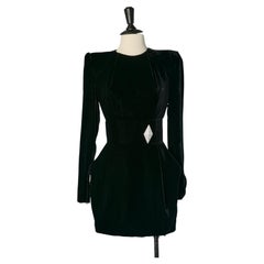 Mini robe en velours noir avec broche en strass ALEXANDRE VAUTHIER