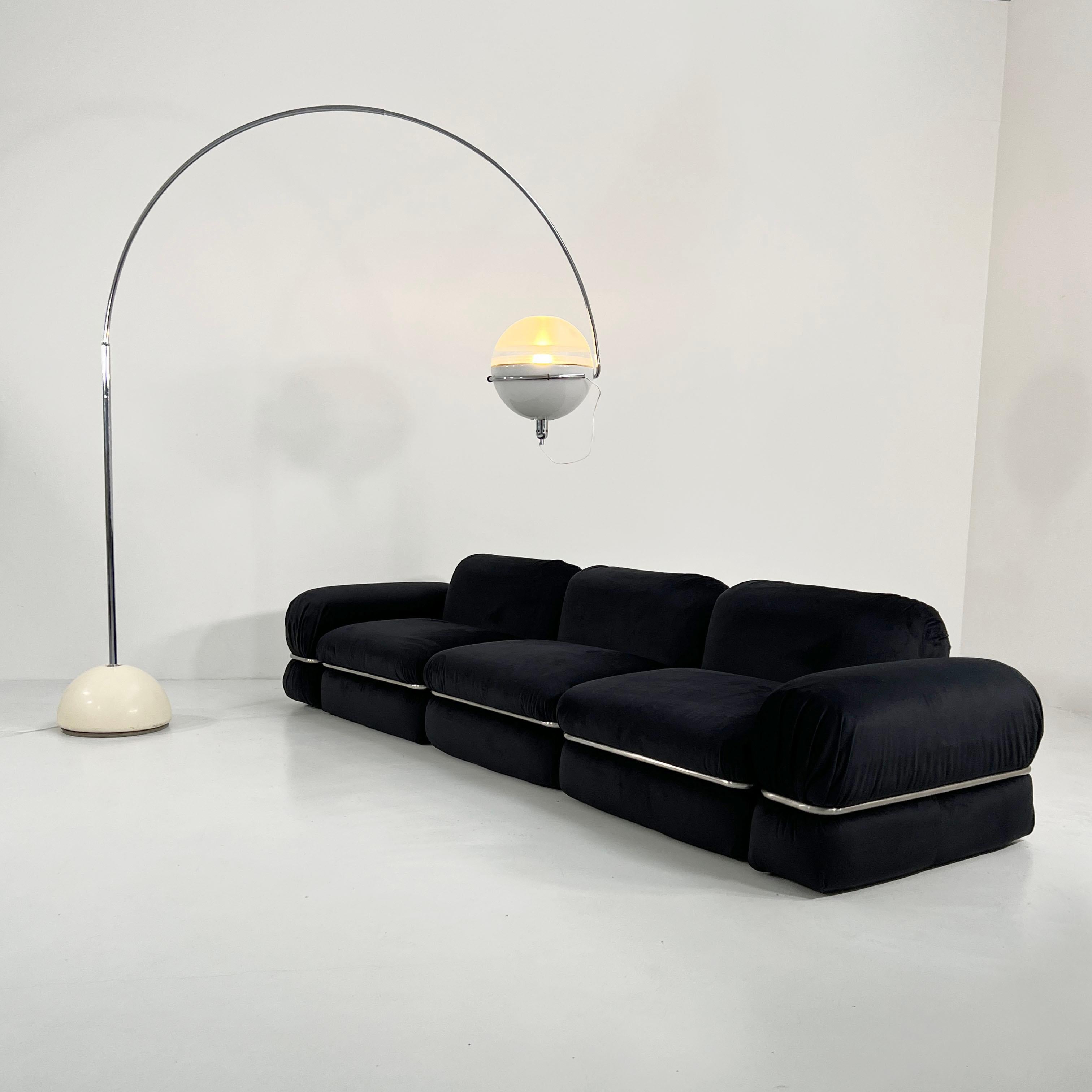 Black Velvet Modular Sofa by Rodolfo Bonetto for Tecnosalotto, 1960s For Sale 4
