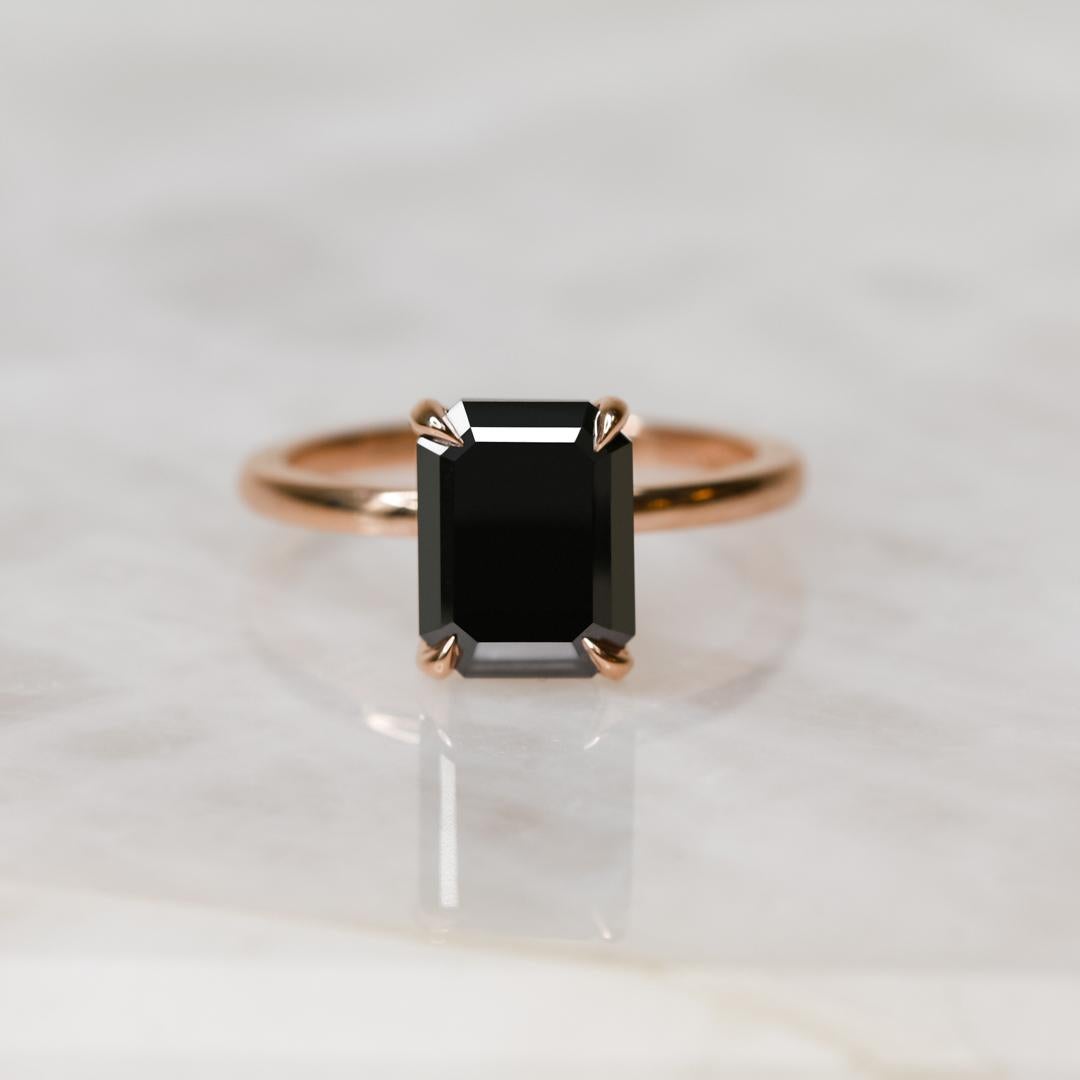 -Total Carat Weight: 3.01 Carats
-14K Rose Gold
-Size: Resizable

Notes:
- All diamonds are natural, earth-mined diamonds that were suitable for Color Enhancement into Fancy Black color.
- All Jewelry are made to order hence any size and gold colors