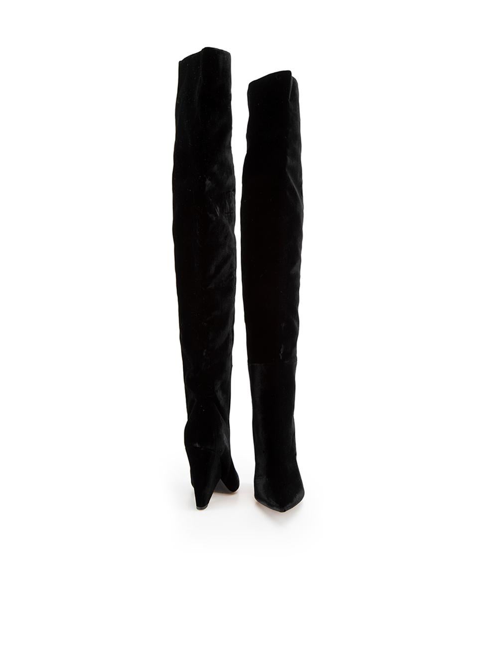 Black Velvet Niki Over Knee Boots Size IT 38 In Good Condition In London, GB