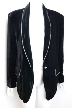 Black velvet rhinestones shawl collar blazer