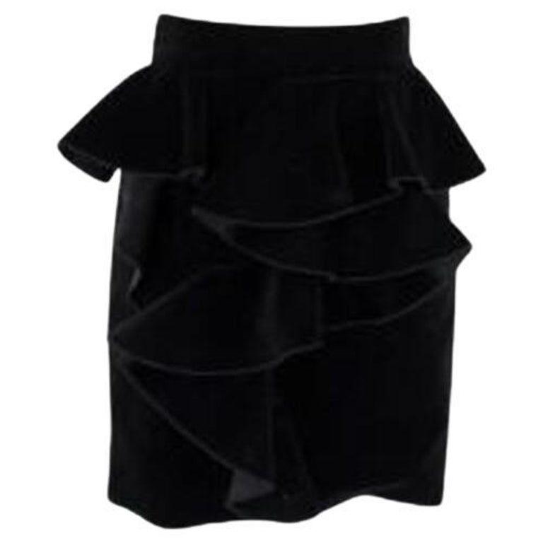 Black Velvet Ruffled Skirt For Sale at 1stDibs
