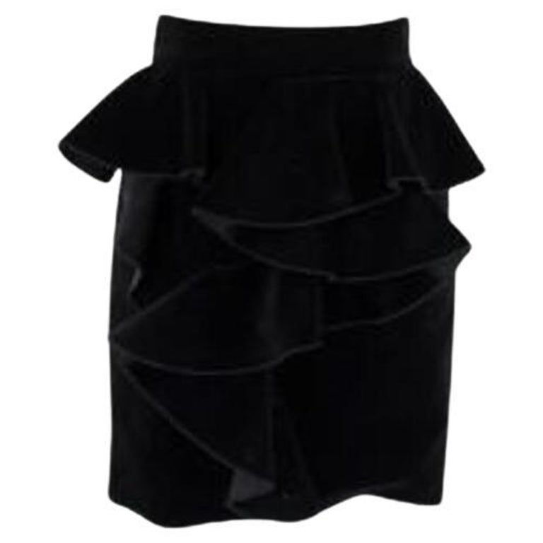 Black Velvet Ruffled Skirt For Sale at 1stDibs