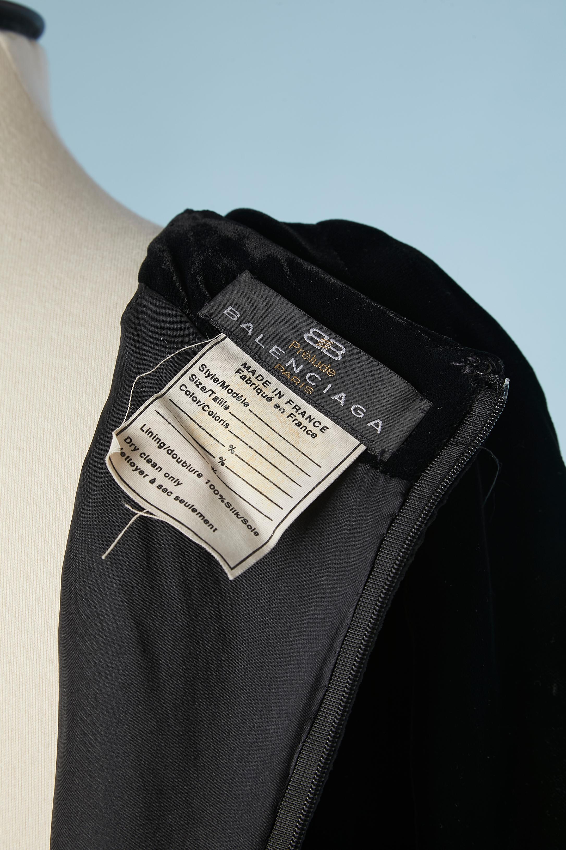 Women's Black velvet short sleeve evening dress Balenciaga Prélude  For Sale