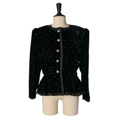 Black velvet single breasted jacket with rhinestone SAINT LAURENT RIVE GAUCHE