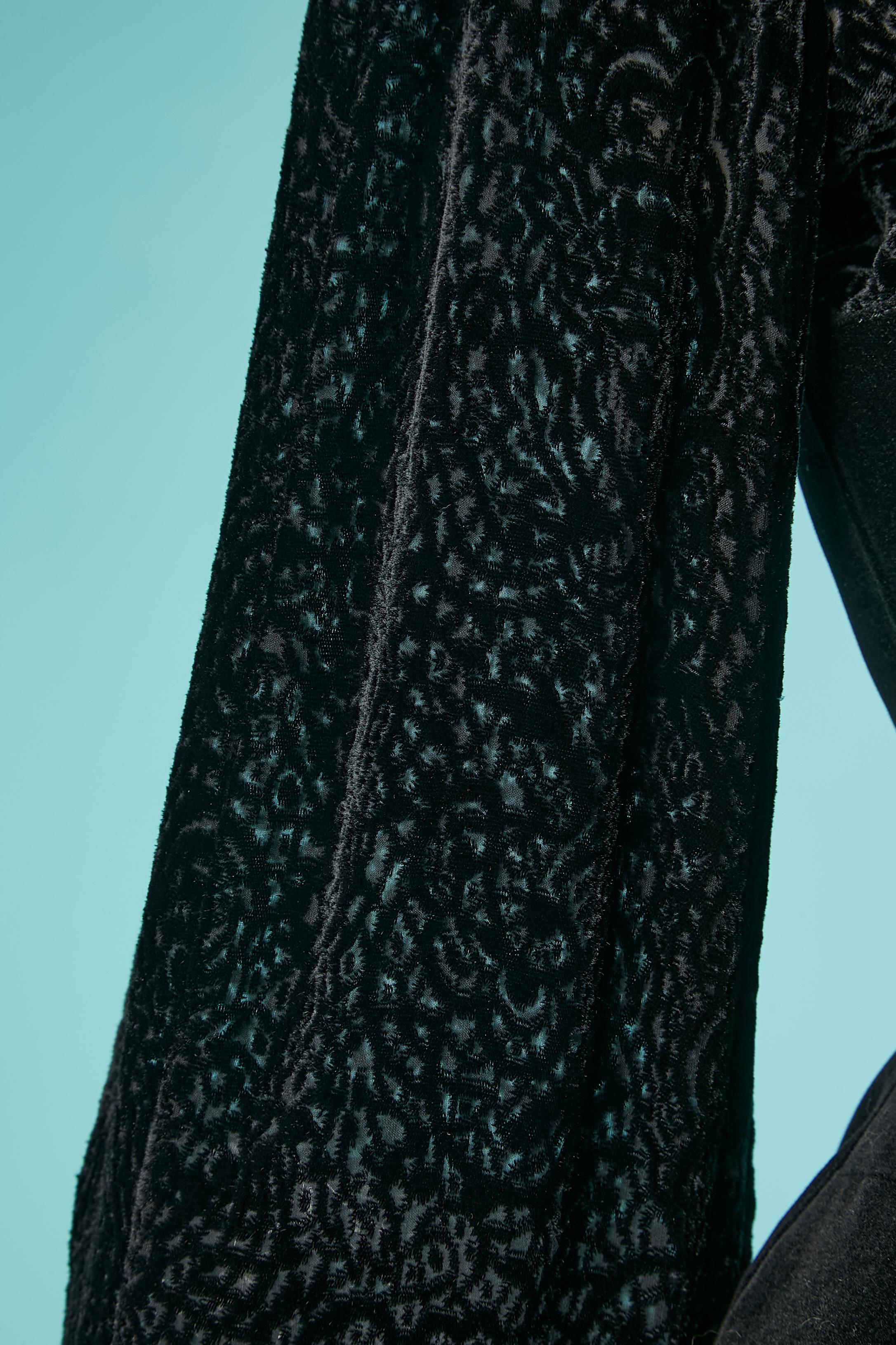 Combinaison jupe en velours noir avec empiècement en velours dévoré et nœud noir Thierry Mugler  Pour femmes en vente